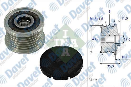 INA 535001610 Alternator Kasnagi Rulmanli W203-W210 C200-C220-C270-Clk 270-E200-E220-E270-E320-S320-Ml270-G270